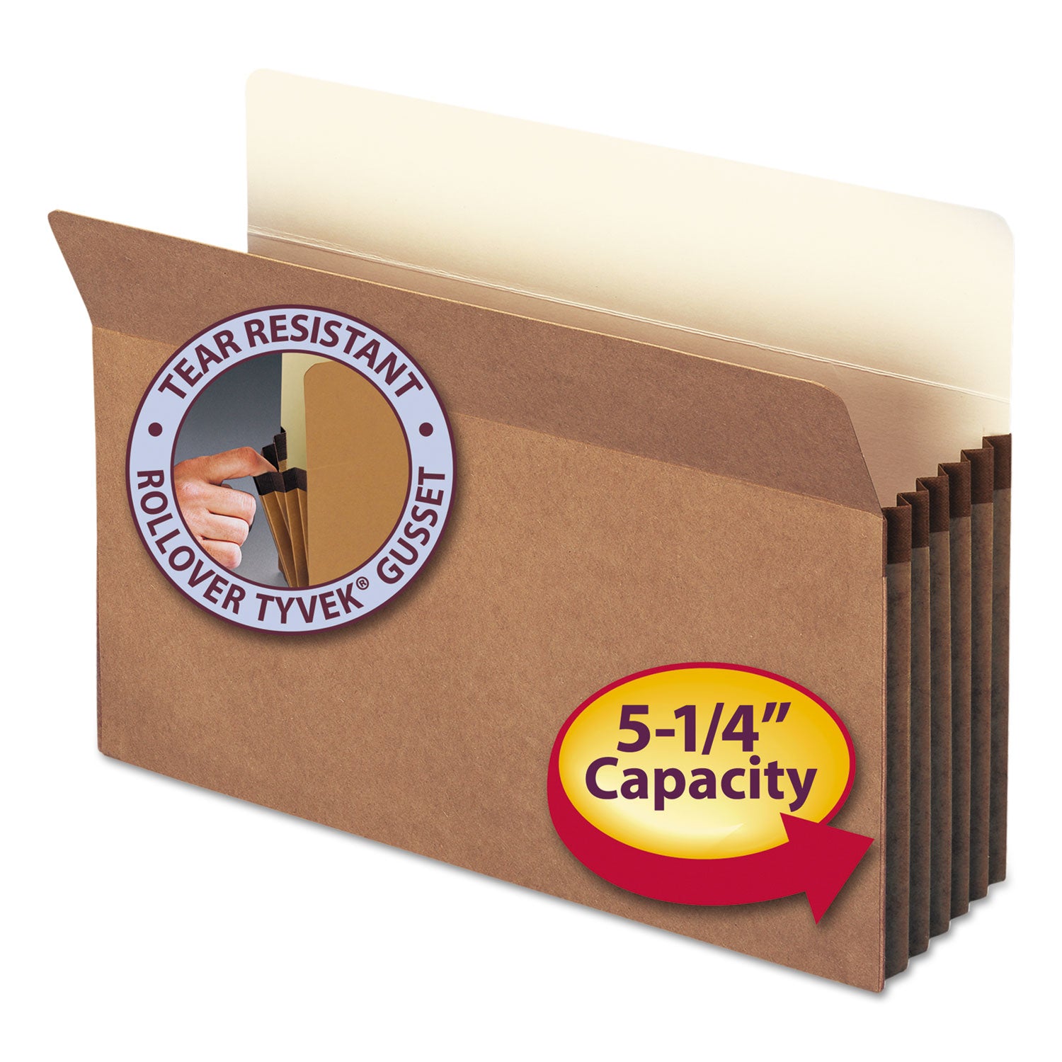 Smead Straight Tab Cut Legal Recycled File Pocket - 8 1/2" x 14" - 5 1/4" Expansion - 12.5 pt. - Redrope - Tear Proof, Reinforced Gusset, Rounded Corner - 30% Recycled - 50 / Box
