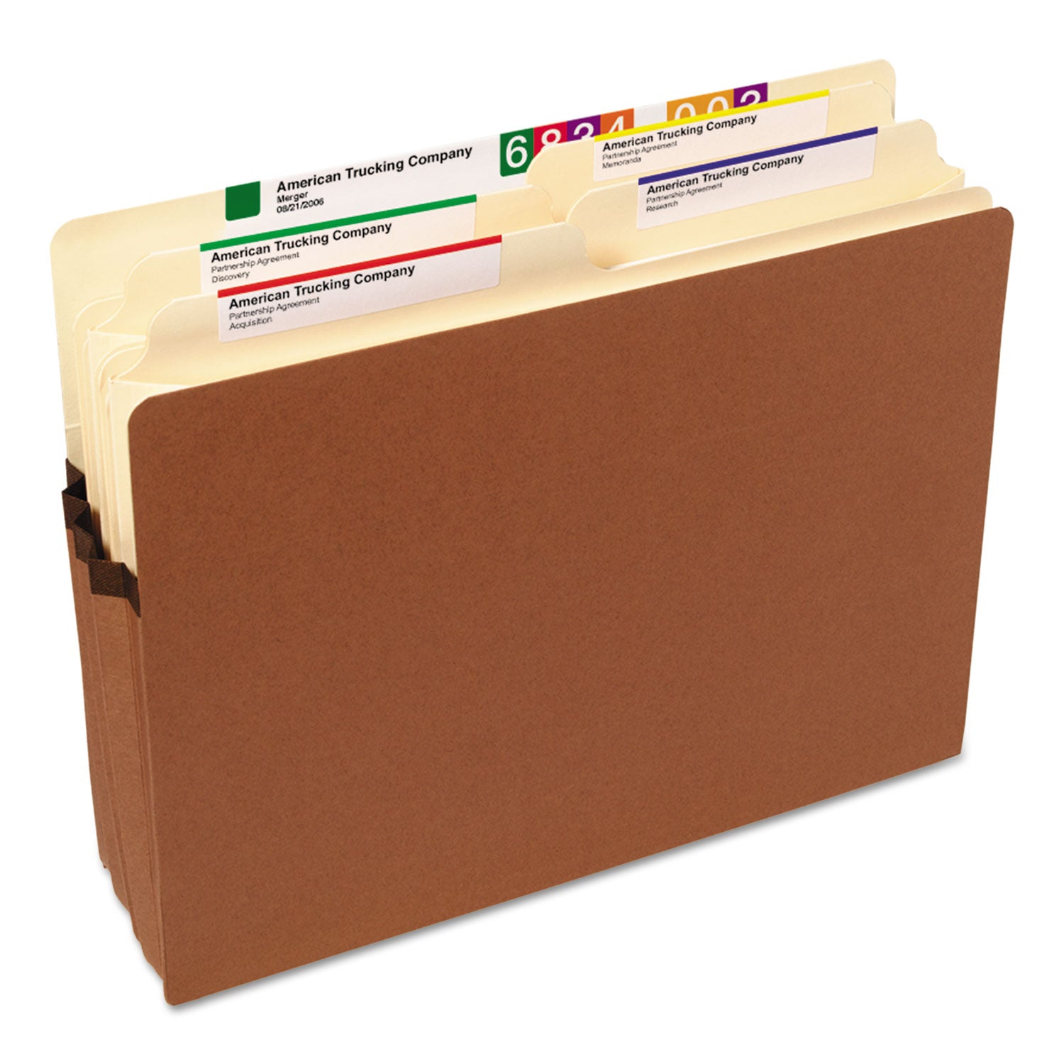 Smead Straight Tab Cut Letter Recycled File Pocket - 8 1/2" x 11" - 3 1/2" Expansion - Top Tab Location - 12.5 pt. - Redrope - Reinforced Corner, Reinforced Gusset - 30% Recycled - 50 / Box