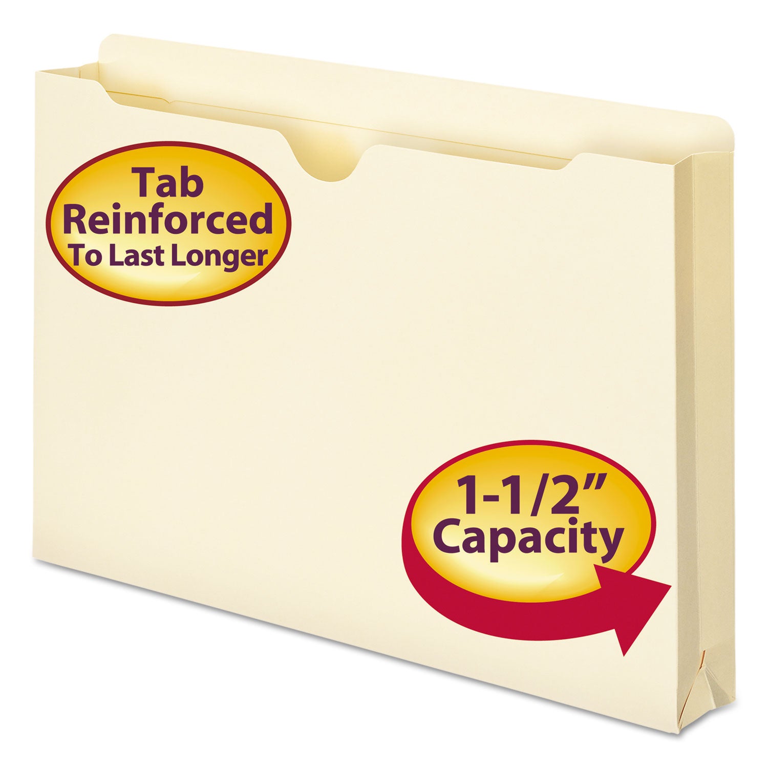 Smead Legal Recycled File Jacket - 8 1/2" x 14" - 1 1/2" Expansion - 11 pt. - 2 Plys - Manila - Reinforced, Slip Resistant - 10% Recycled - 50 / Box