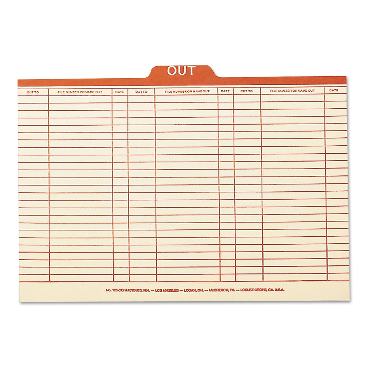 8 1/2" x 14" - 1" Expansion - Top Tab Location - Center Tab Position - 18 pt. - Manila - Preprinted - 10% Recycled - 100 / Box