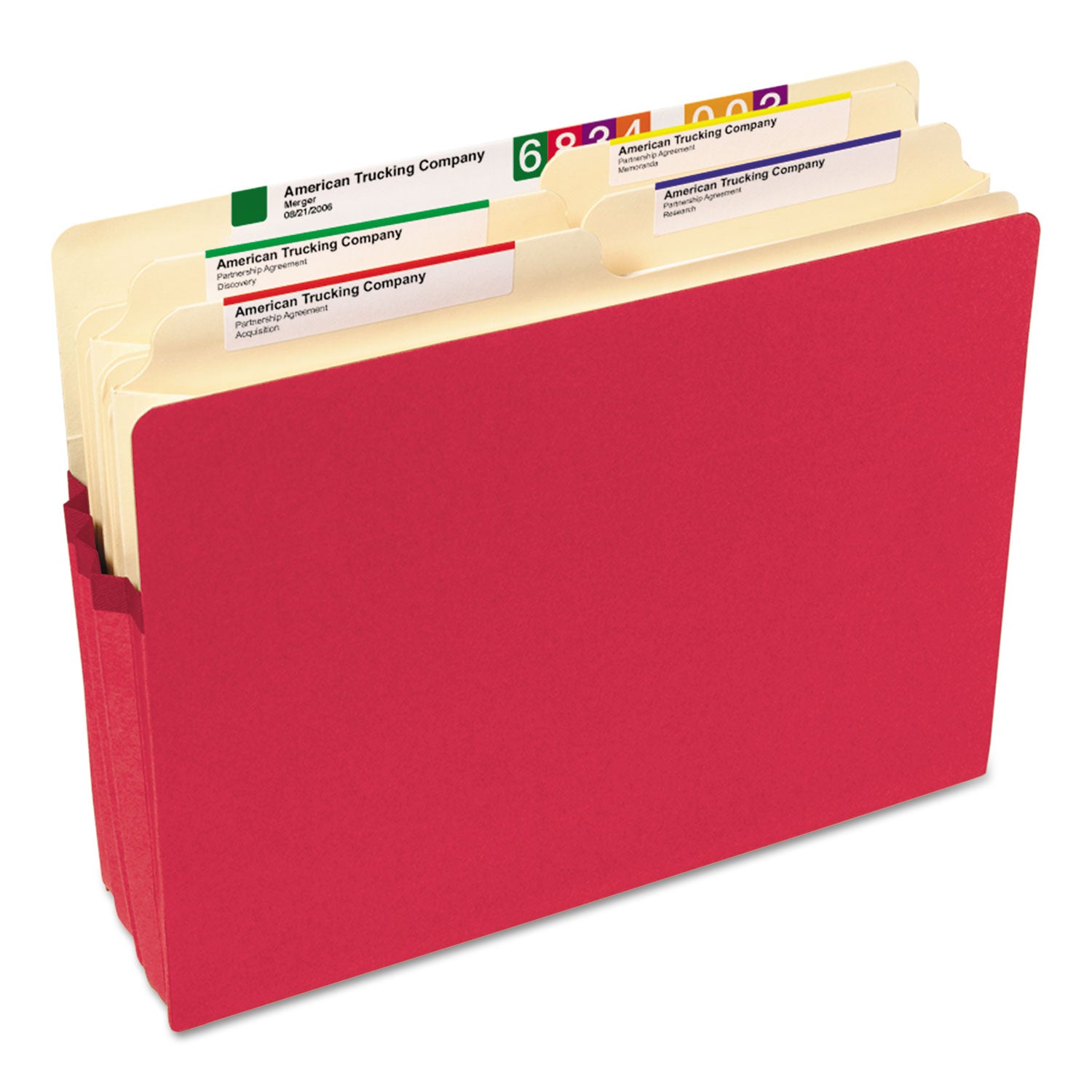 Smead Straight Tab Cut Letter Recycled File Pocket - 8 1/2" x 11" - 3 1/2" Expansion - Top Tab Location - 9 pt. - Red - Tear Resistant - 10% Recycled - 1 Each