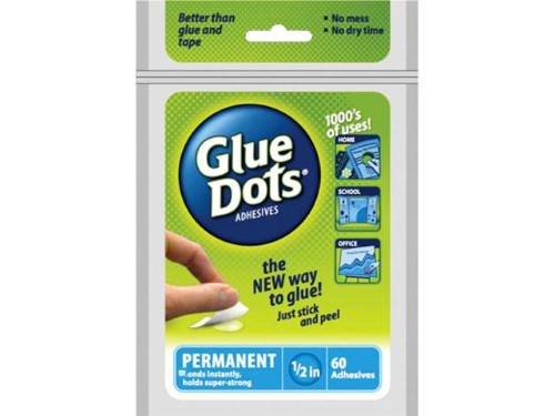 Permanent Glue Dots, Blue, Pack of 60