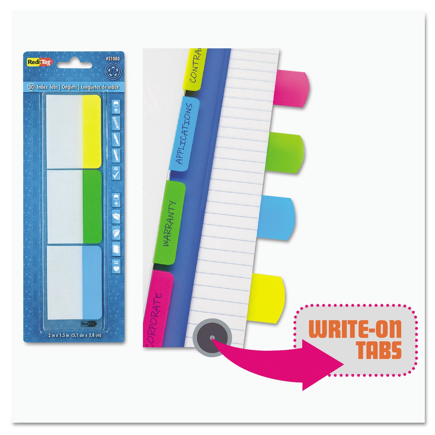 12 x Blue, 12 x Yellow, 12 x Magenta, 12 x Green - 2" Flag/Note Width x 11/16" Flag/Note Length - Rectangle - Assorted - Plastic - Removable, Self-adhesive - 1 Pack
