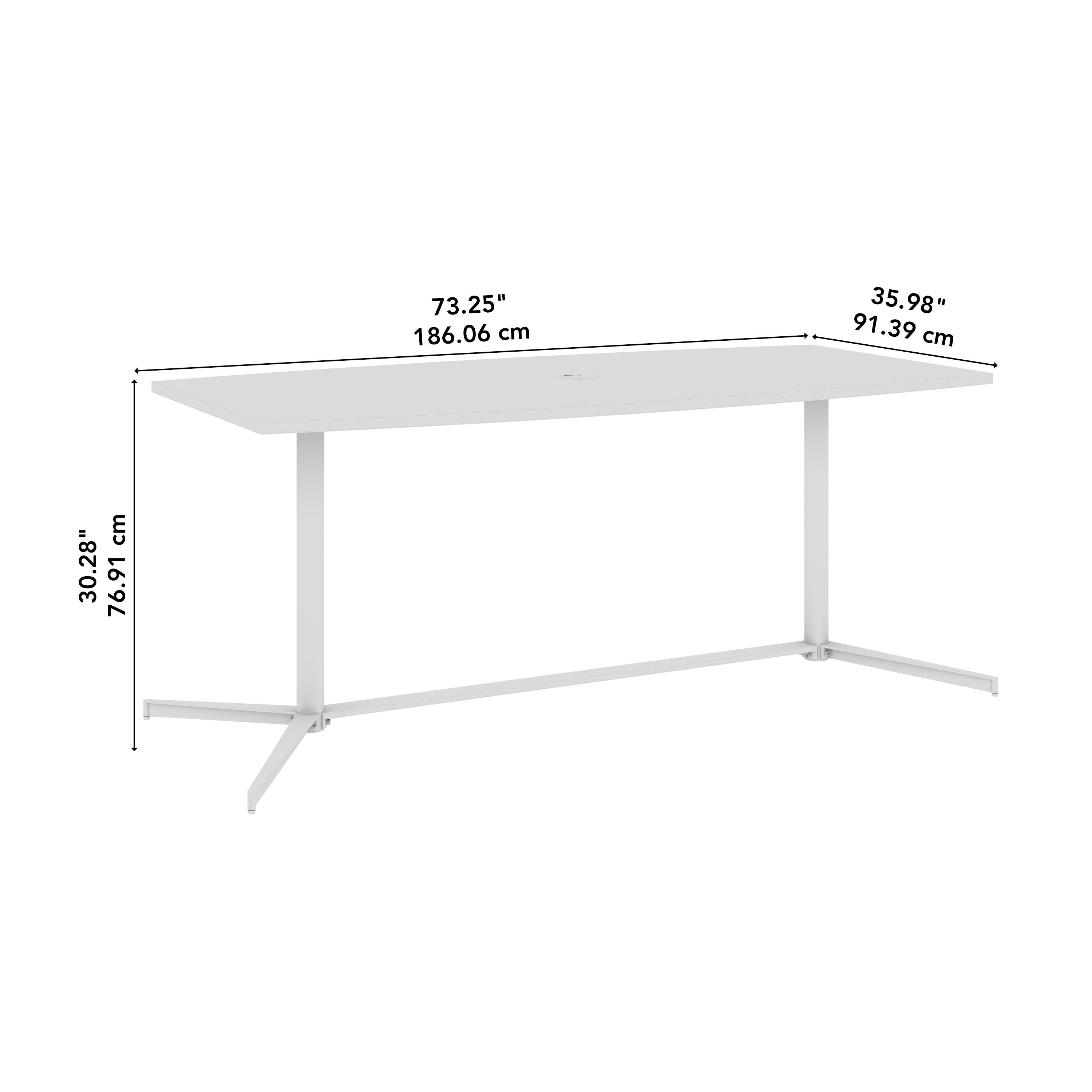 Bush Business Furniture 72-inch Office Conference Table with Metal Base in Storm Gray - 73.25" Width x 35.98" Depth x 30.28" Height