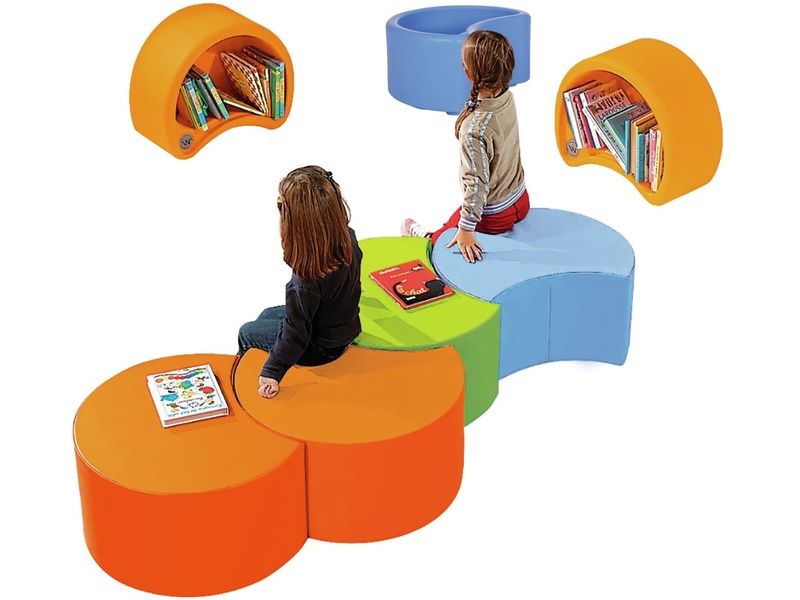 Luna Pouffe Large Size - Blue/Light Blue