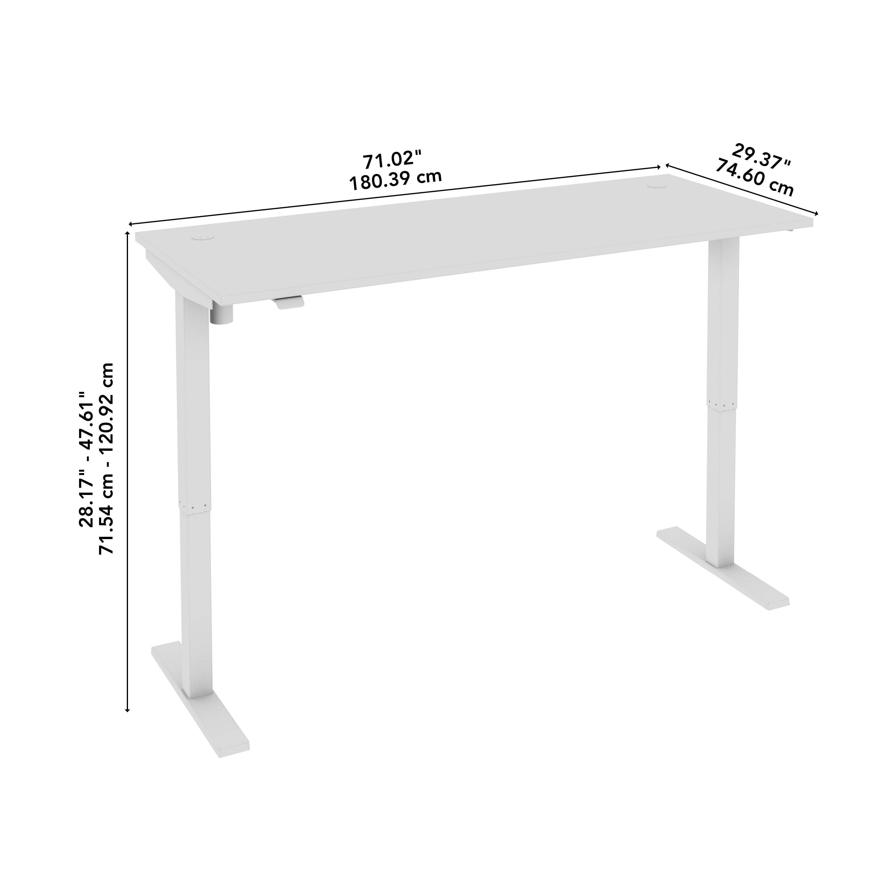 Bush Business Furniture Move 40 Series 72W x 30D Electric Height Adjustable Standing Desk in Platinum Gray with Metallic Gray Base - 71.02" Width x 29.37" Depth x 28.17" Height