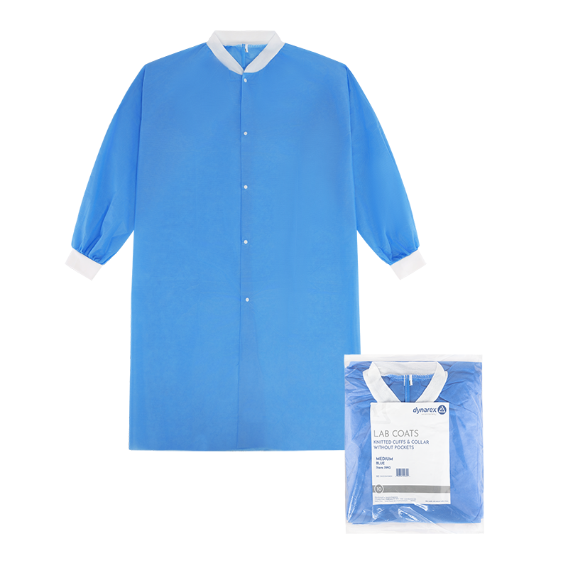 Lab Coat w/out Pockets, Medium, Blue - 10 pcs per Box/3 boxes per Case
