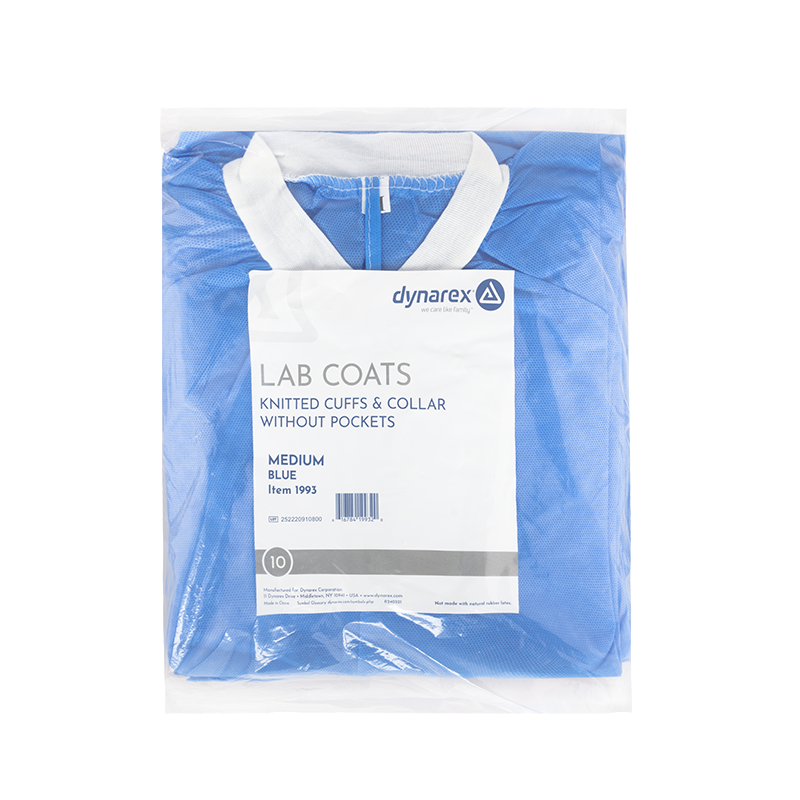Lab Coat w/out Pockets, Medium, Blue - 10 pcs per Box/3 boxes per Case
