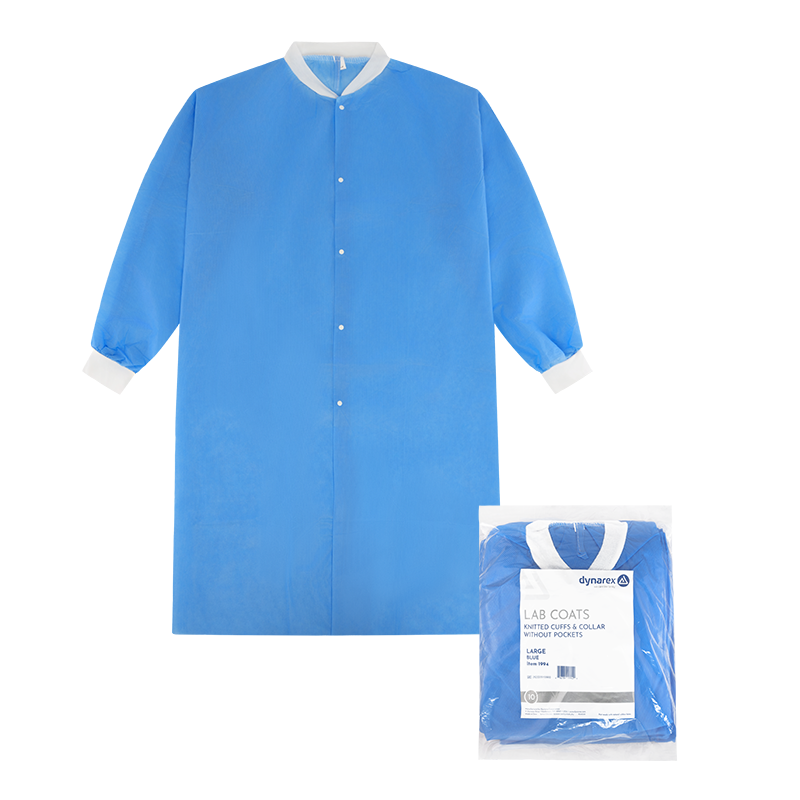 Lab Coat w/out Pockets, Large, Blue - 10 pcs per Box/3 boxes per Case