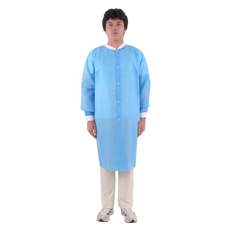 Lab Coat w/out Pockets, Large, Blue - 10 pcs per Box/3 boxes per Case