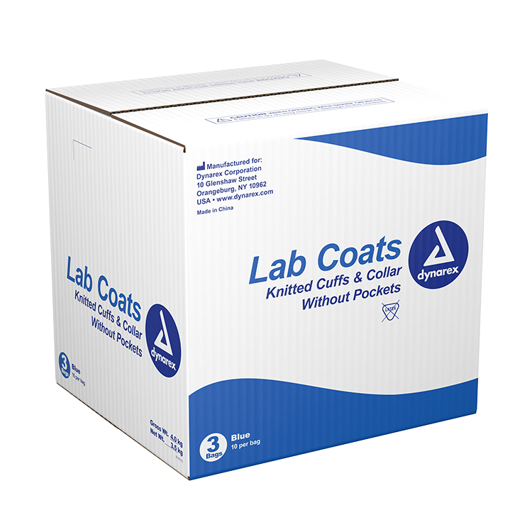 Lab Coat w/out Pockets, X-Large, Blue - 10 pcs per Box/3 boxes per Case