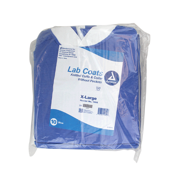 Lab Coat w/out Pockets, X-Large, Blue - 10 pcs per Box/3 boxes per Case