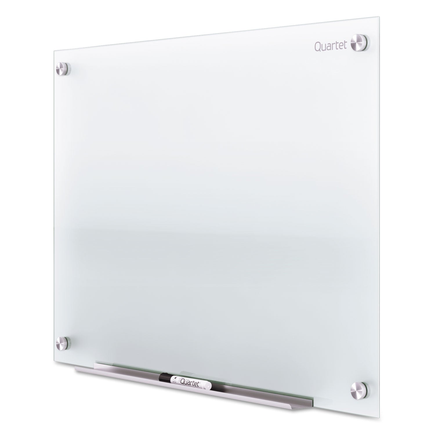 Quartet Infinity Glass Dry-Erase Whiteboard, 24" x 18", Frosted Tempered Glass Surface, Frameless, Horizontal/Vertical Mount, Includes Mounting Hardware, Marker Tray, and 1 Dry Erase Marker, 1 Each