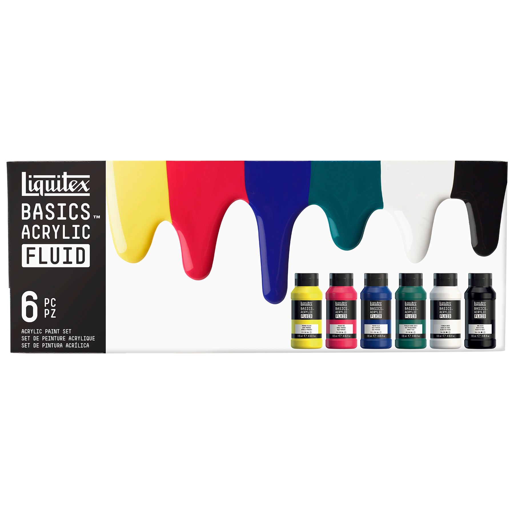 LQ BASICS Acrylic Fluid - 6 x 118ml Bottle Set
