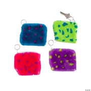 Plush Spotted Coin Purse Key Chains - 12 Pieces
