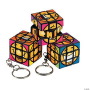 Mini Fun Magic Cube Puzzle Key Chains - 12 Pieces