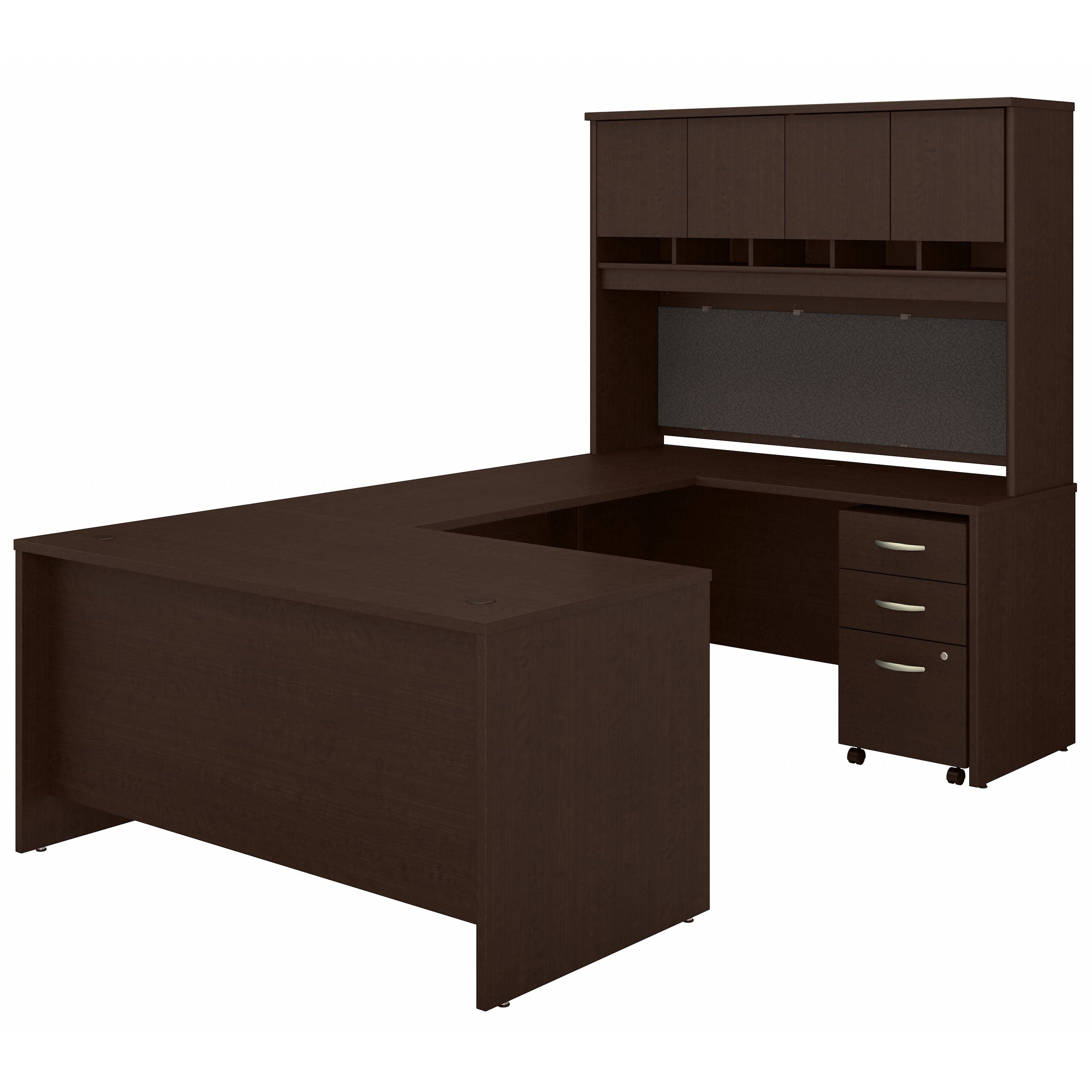 Bush Business Furniture Series C 60W U Shaped Desk with Hutch and Mobile File Cabinet in Mocha Cherry - 59.45" Width x 100.4" Depth x 72.85" Height