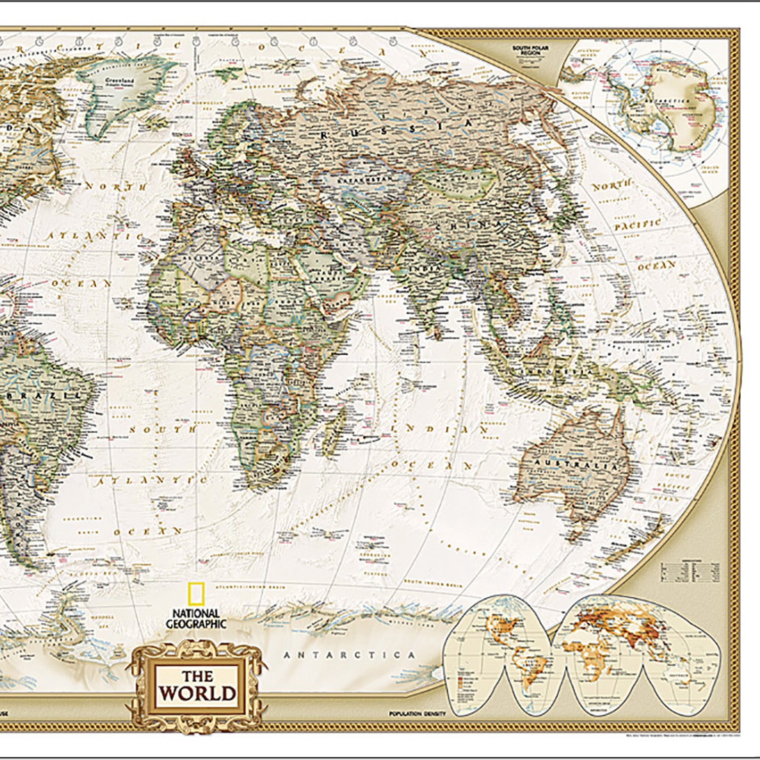World Executive Map, Laminated, 46" x 30.5"