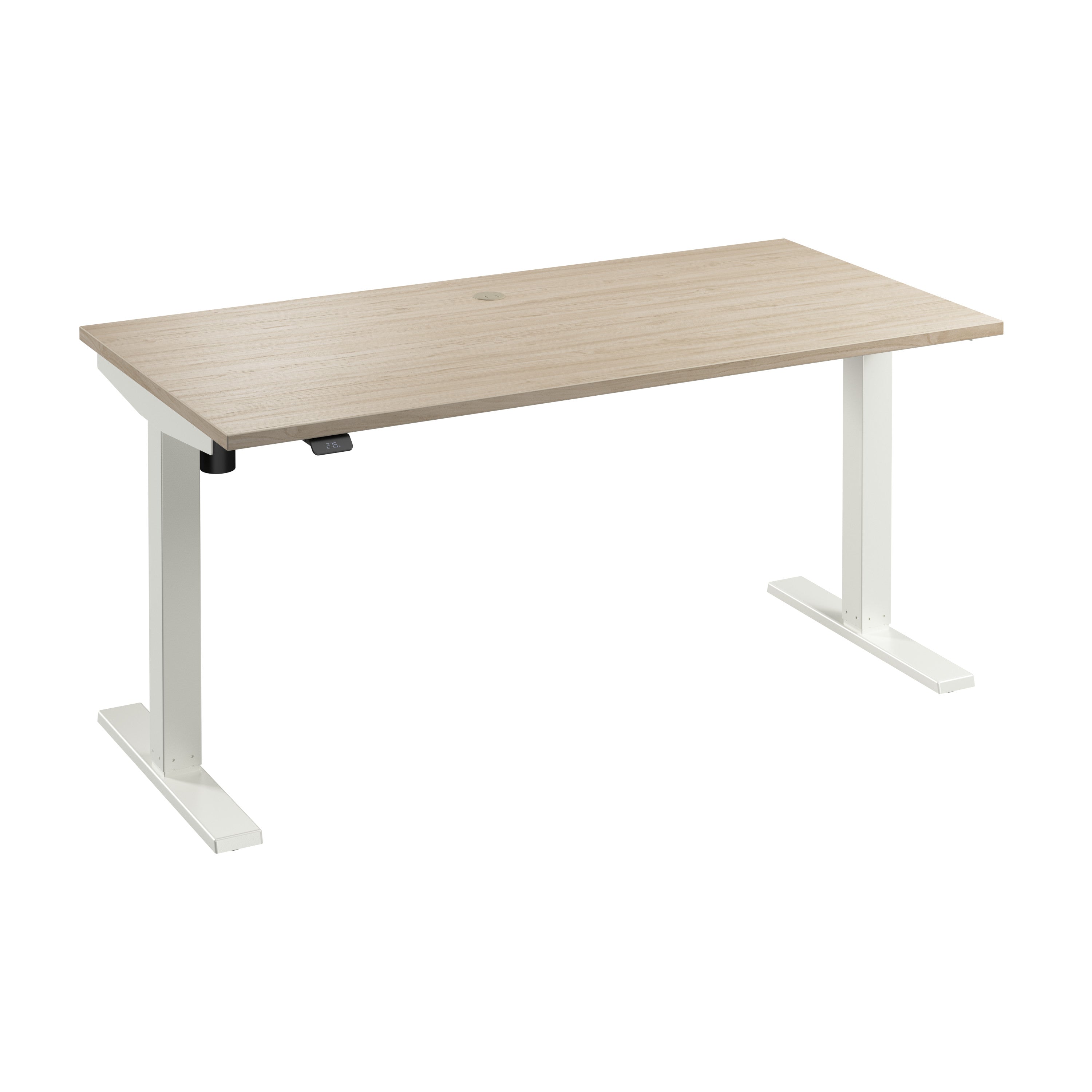 Bush Business Furniture Move 40 Series 60W x 30D Electric Height Adjustable Standing Desk in Natural Elm with White Base - 59.45" Width x 29.37" Depth x 28.17" Height