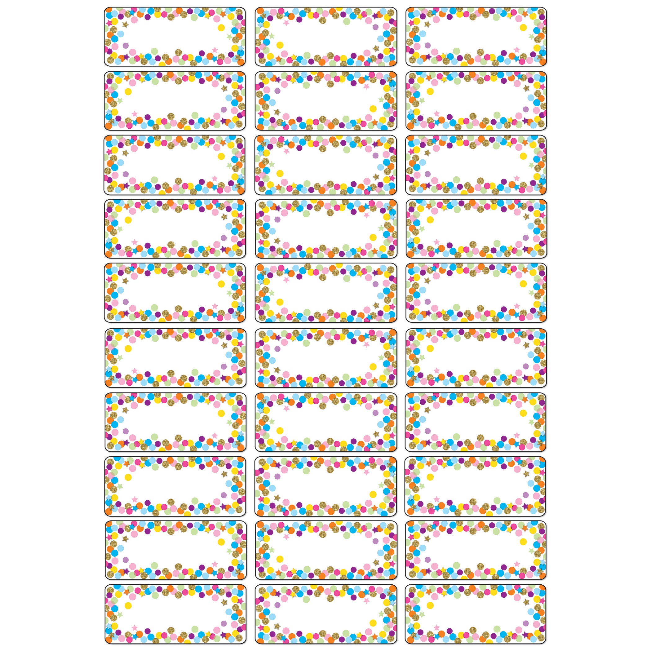 Magnetic Die-Cut Small Foam Nameplates & Labels, Confetti, 30 Pieces