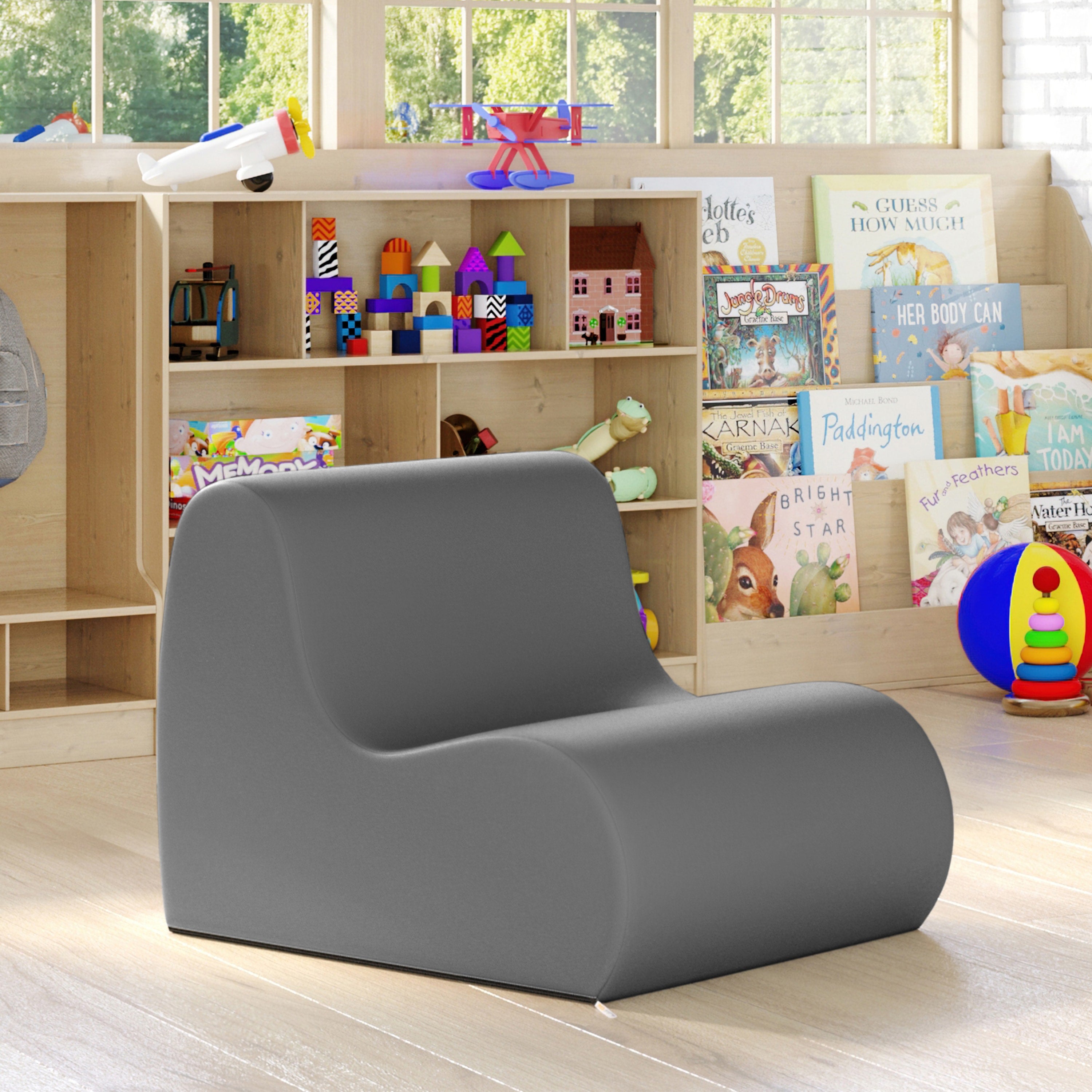 Jaxx Midtown Small Classroom Soft Foam Chair - Premium Vinyl Cover, Charcoal