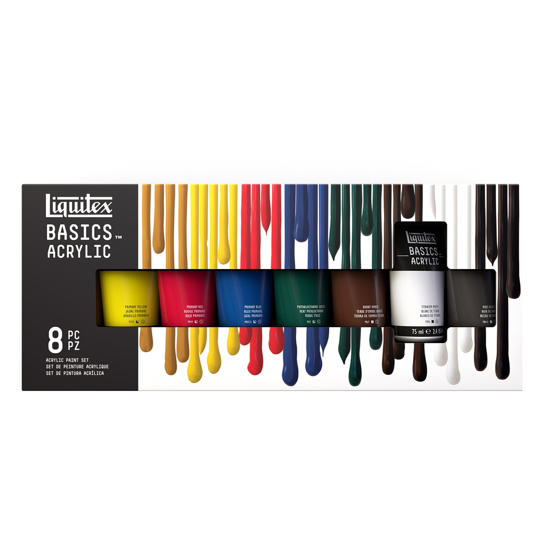 LQ BASICS Acrylic Color 8 x 75mlTube Set