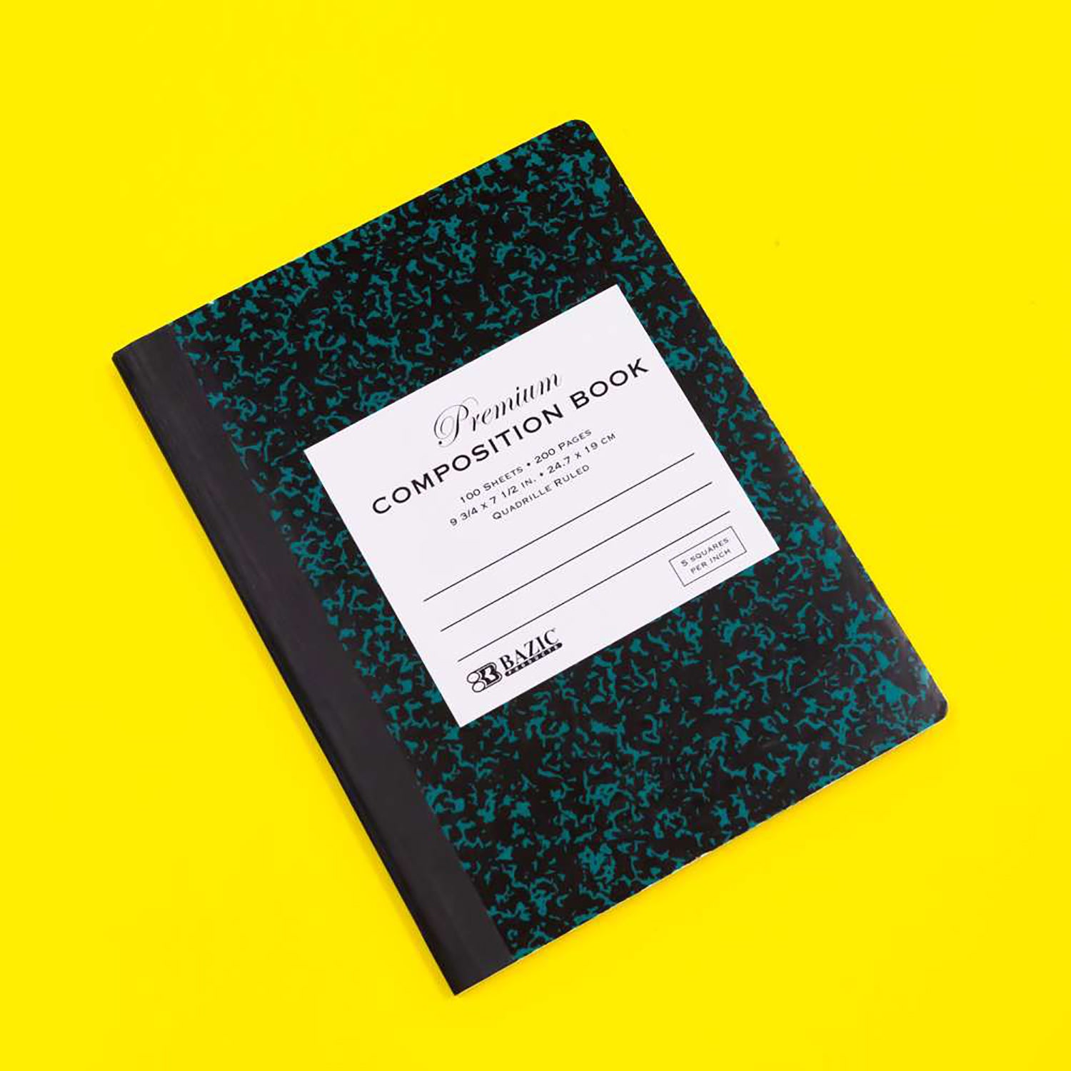 Premium Composition Book, 5-1" Quad-Ruled, Marble, 100 Sheets