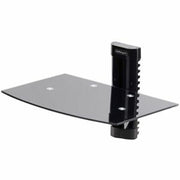StarTech.com Floating Wall-Mounted AV Shelf, Adjustable Height Shelf for Under TV AV Equipment, Tempered Glass Shelf