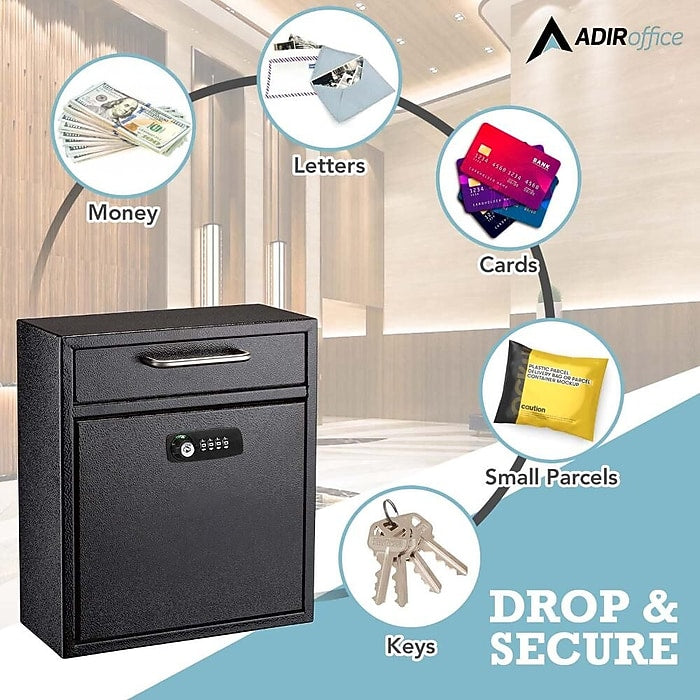 Medium Wall Mountable Mailbox with Key and Combination lock