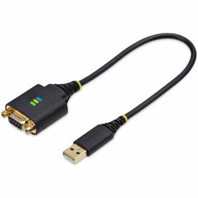 StarTech.com 1ft (30cm) USB to Null Modem Serial Adapter Cable COM Retention FTDI USB-a to DB9 RS232 Interchangeable DB9 Nuts/Screws Windows/macOS/Lin
