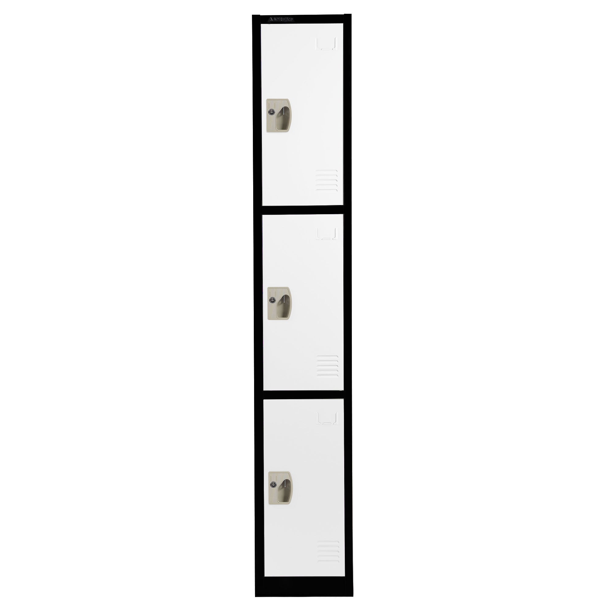 Large 3 Door Locker – Black Body With White Doors 2-Pack