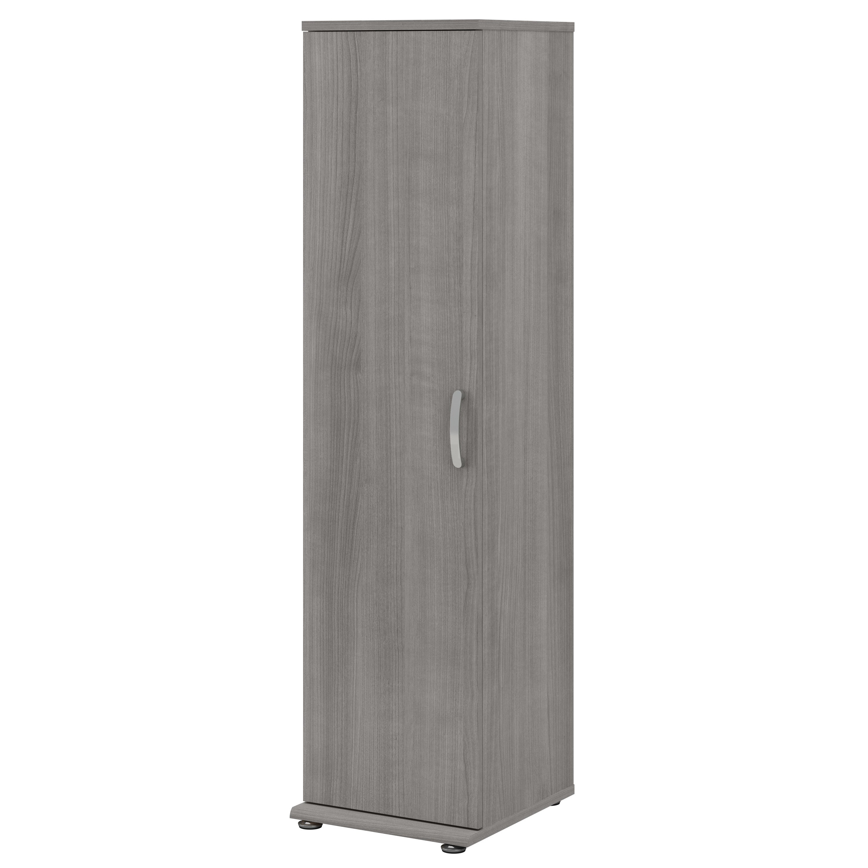 Bush Business Furniture Universal Tall Narrow Storage Cabinet with Door and Shelves in Platinum Gray - 15.67" Width x 17.2" Depth x 61.81" Height