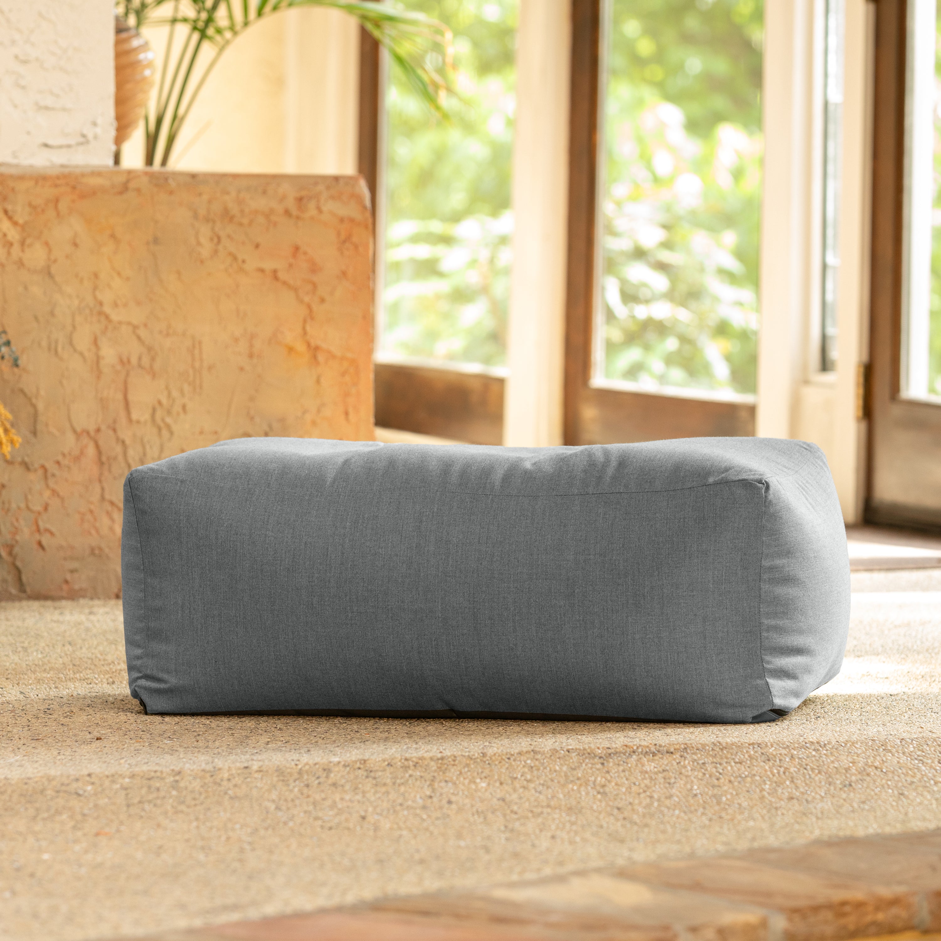 Coza Ottoman - Large Outdoor Pouf & Footrest - Sunbrella, Granite