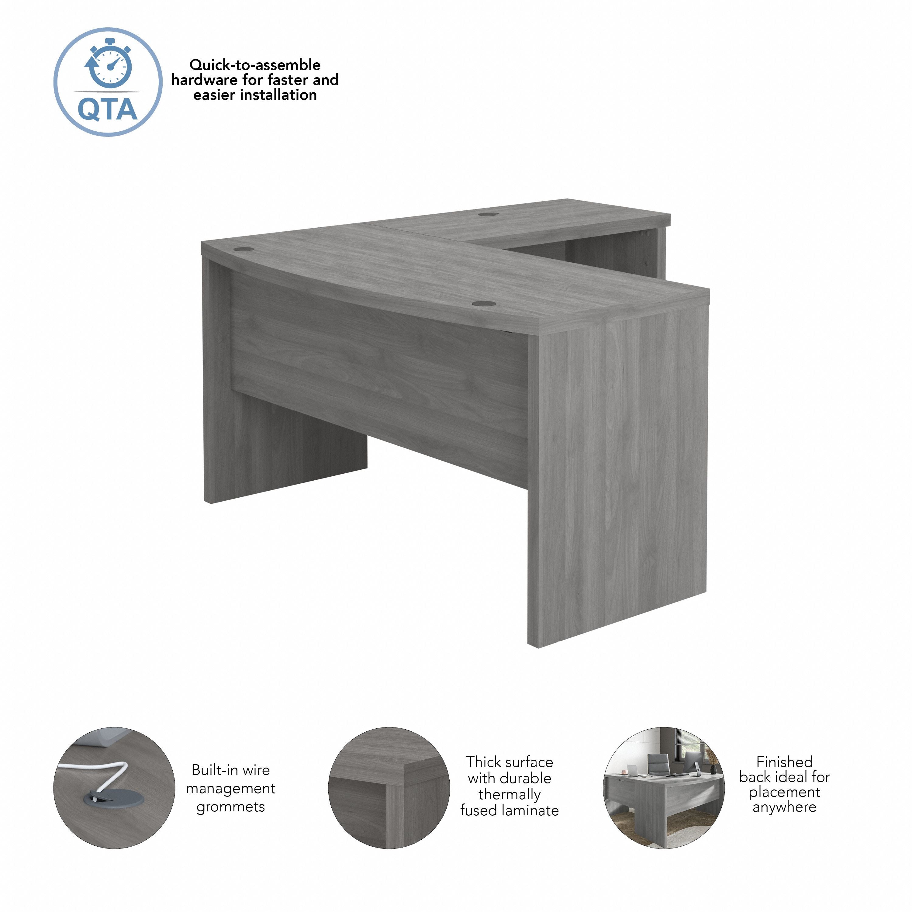 Bush Business Furniture Echo L Shaped Bow Front Desk in Modern Gray - 60" Width x 64.02" Depth x 30" Height