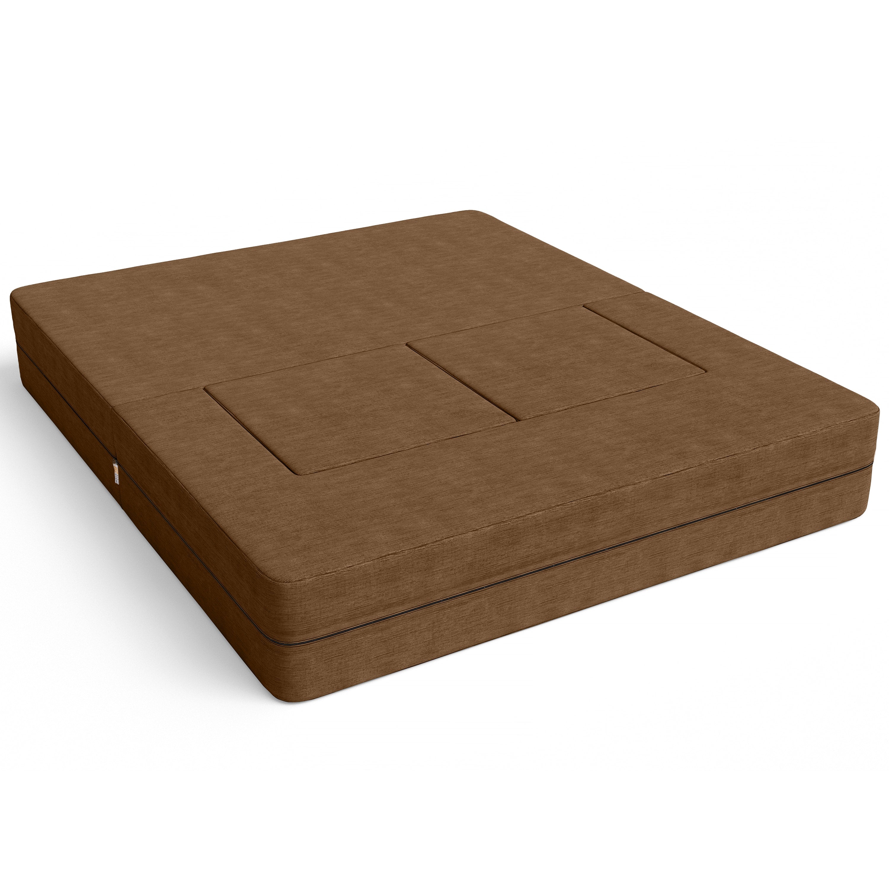 Jaxx Zipline Convertible Sleeper Loveseat & Ottomans, Textured Microvelvet - Camel