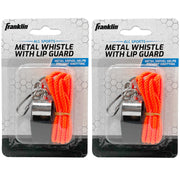(2 EA) METAL WHISTLE W LANYARD