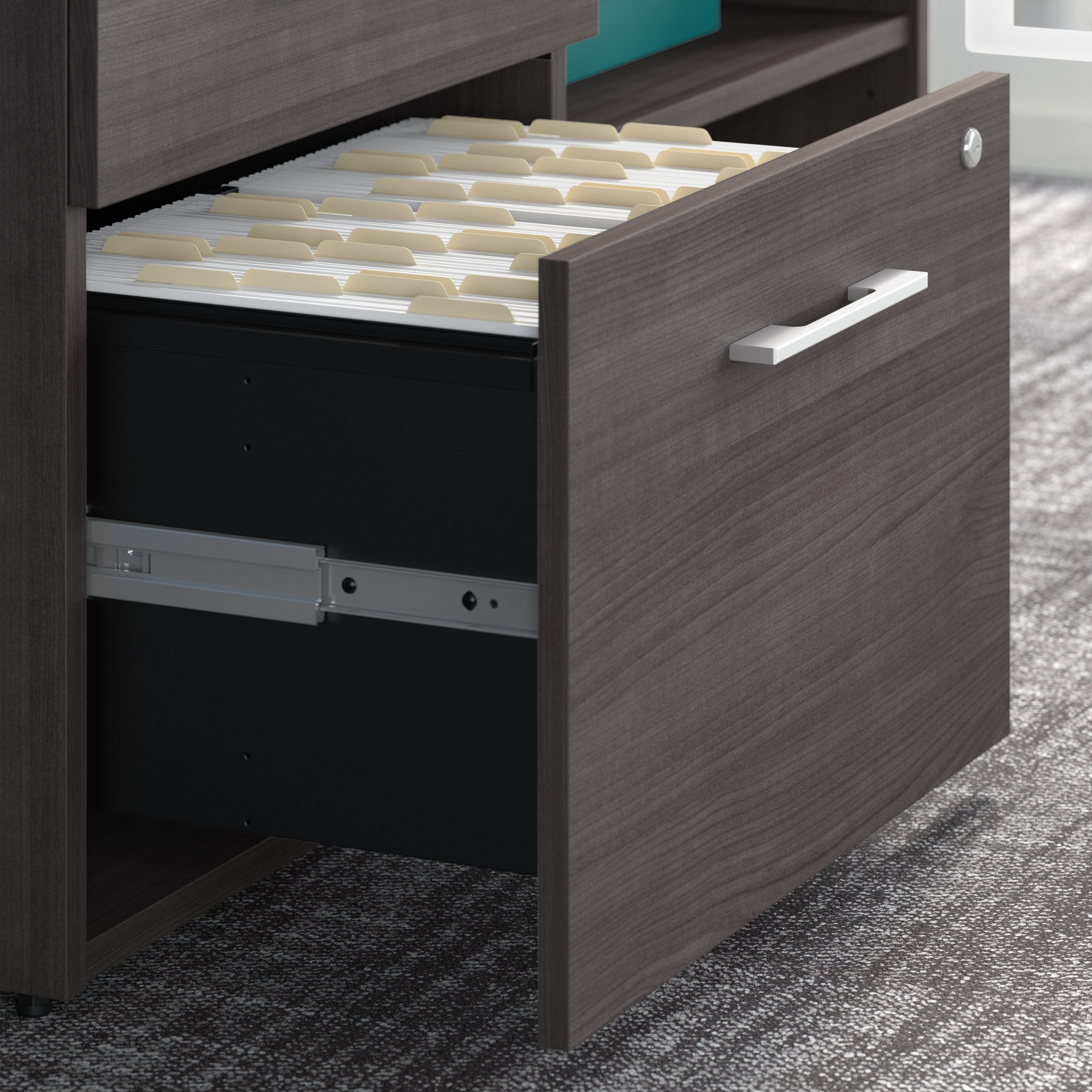 Bush Business Furniture Office 500 36W 2 Drawer Lateral File Cabinet in Storm Gray - Assembled - 35.67" Width x 23.35" Depth x 29.84" Height