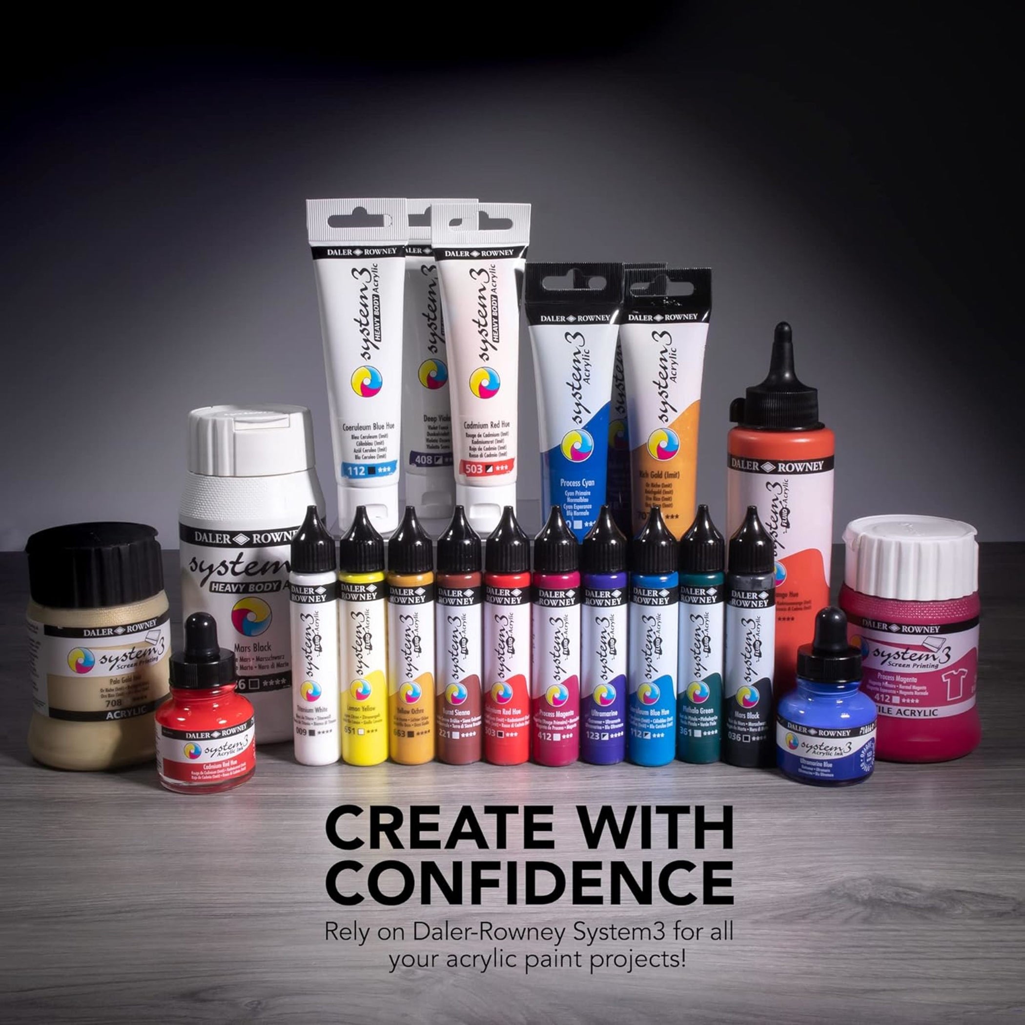 System3 Acrylic Paint Studio Set, Assorted Colors, 37ml, 10 Pieces