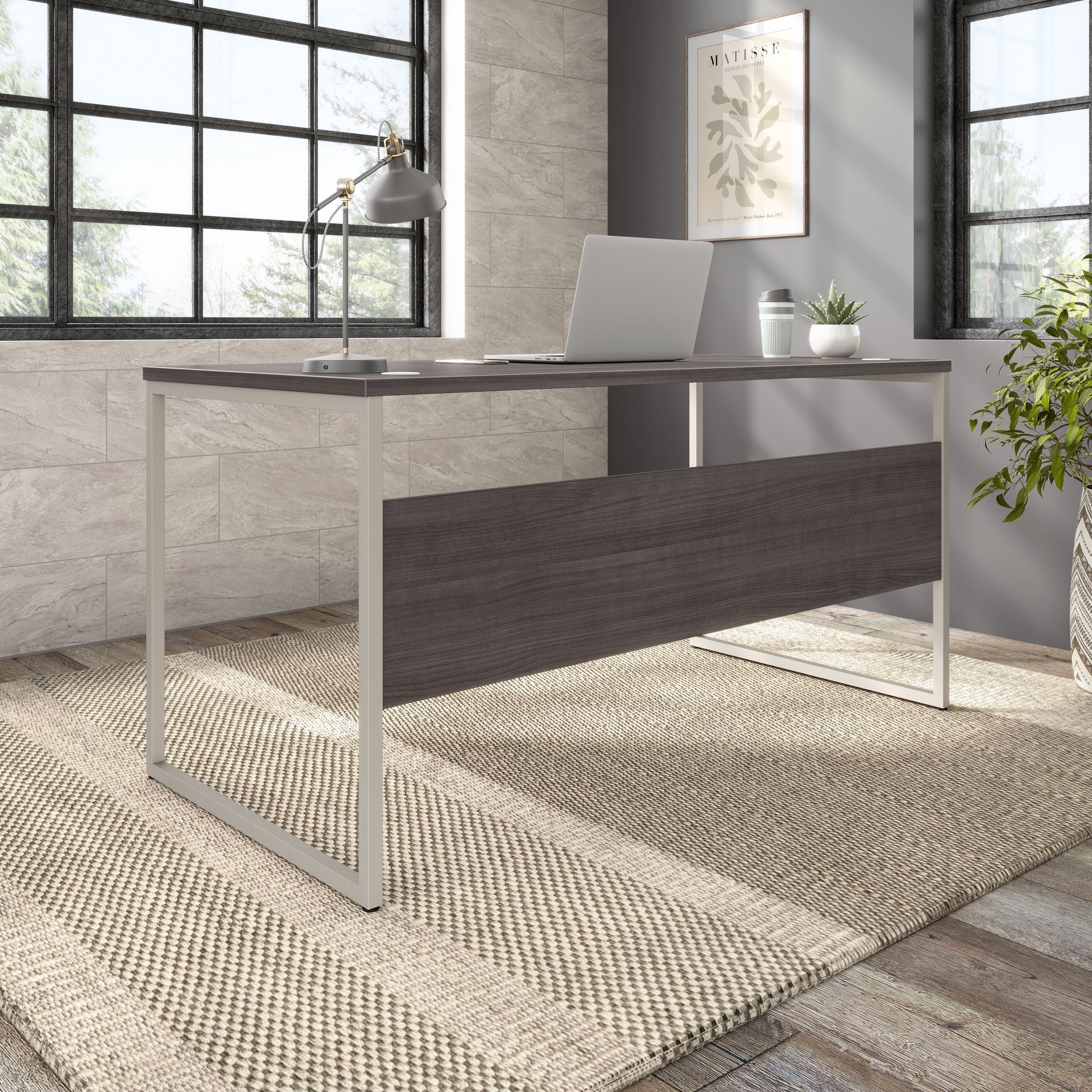 Bush Business Furniture Hybrid 60W x 30D Computer Table Desk with Metal Legs in Storm Gray - 59.45" Width x 29.37" Depth x 29.91" Height