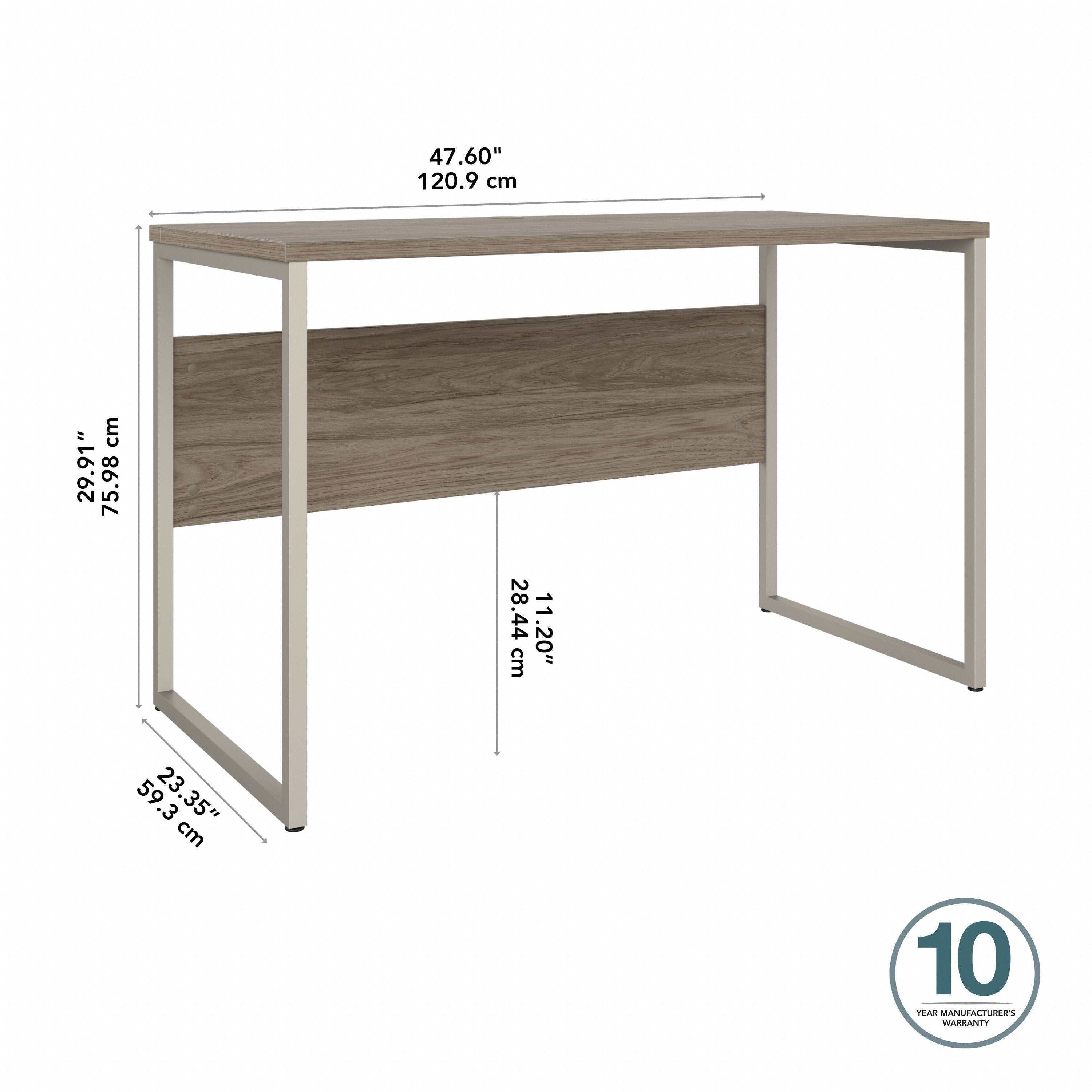 Bush Business Furniture Hybrid 48W x 24D Computer Table Desk with Metal Legs in Modern Hickory - 47.6" Width x 23.35" Depth x 29.91" Height