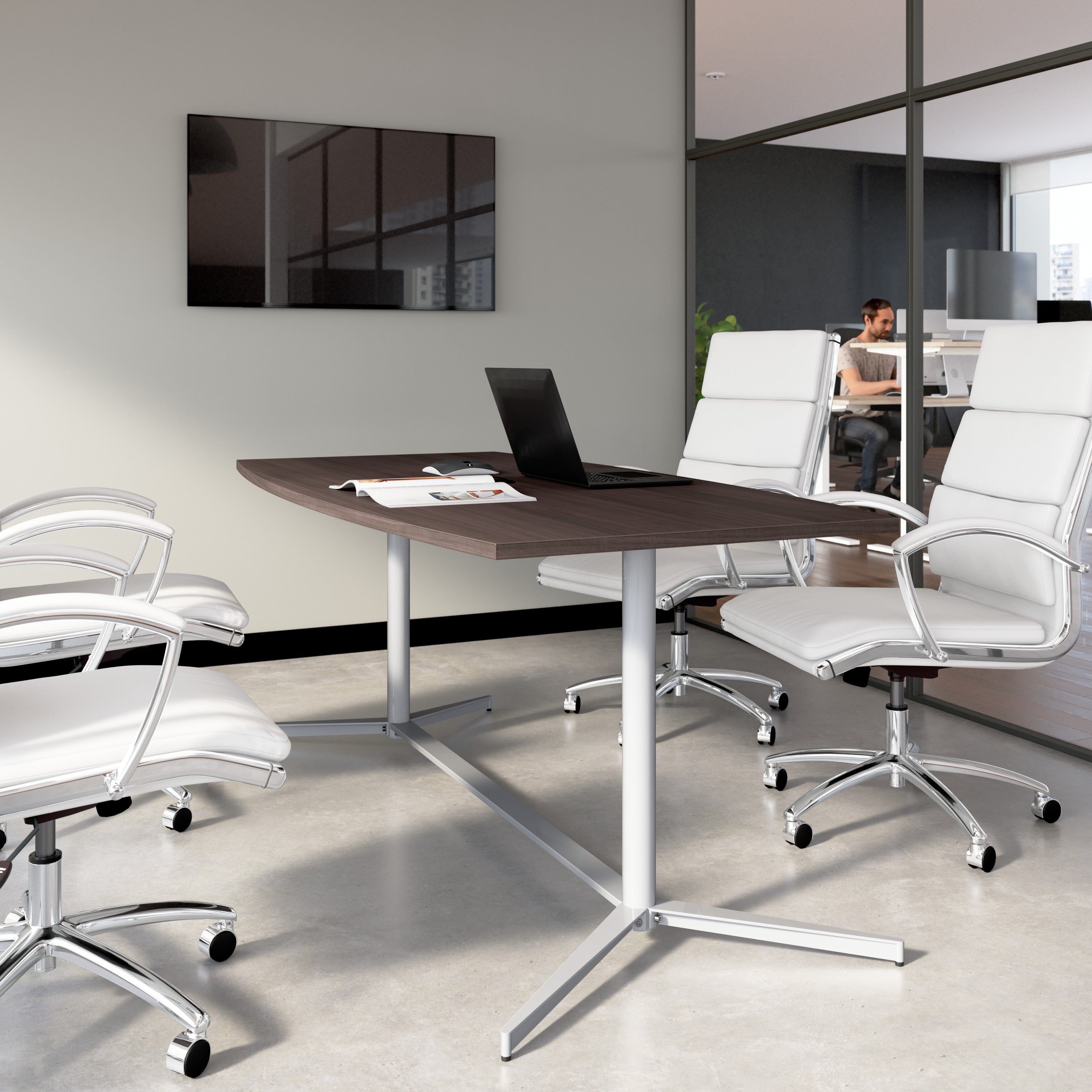 Bush Business Furniture 72-inch Office Conference Table with Metal Base in Storm Gray - 73.25" Width x 35.98" Depth x 30.28" Height