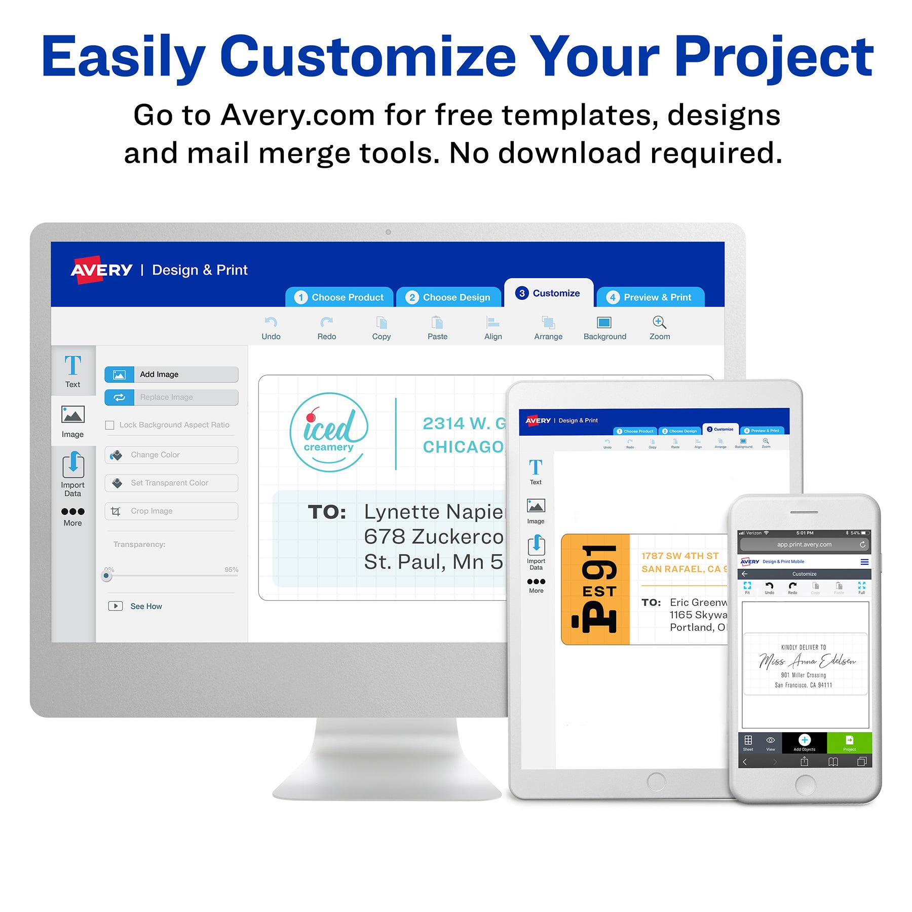 Easy Peel® Address Labels, Sure Feed™ Technology, Permanent Adhesive, 1" x 2-5/8", 750 Labels