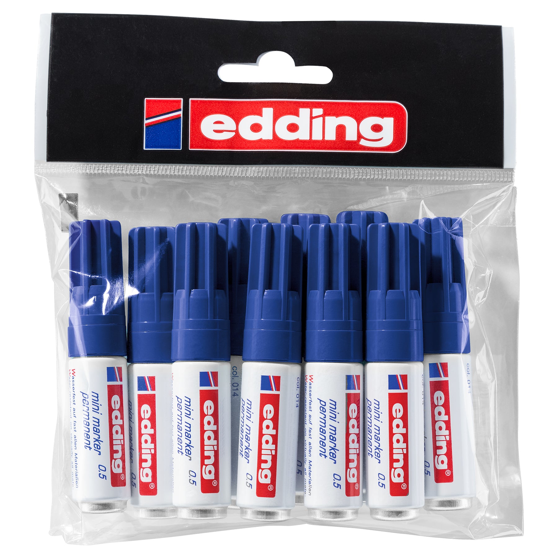edding 0.5 Mini Permanent Marker - Polybag of 10 - Blue