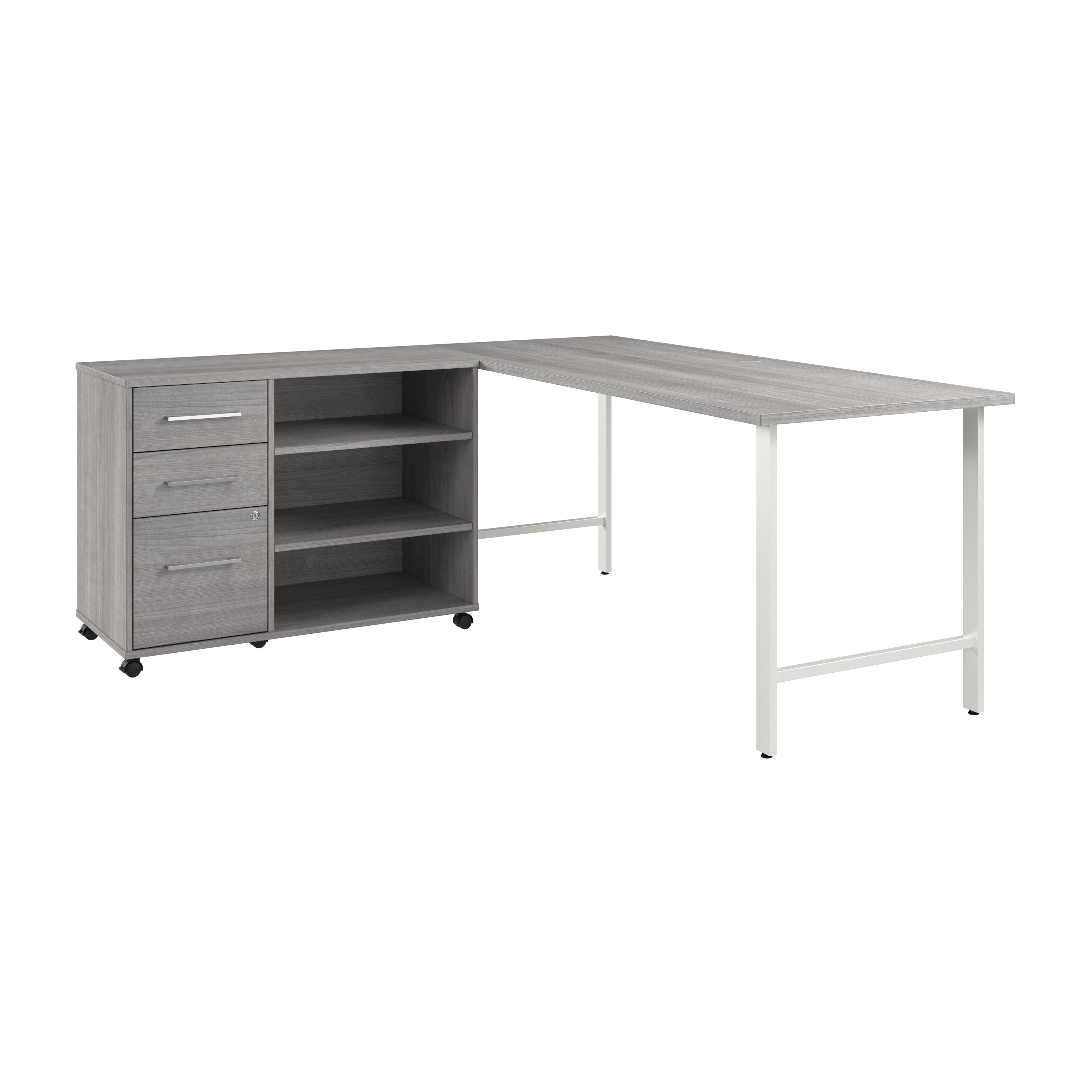 Bush Business Furniture Hustle 72W x 30D Computer Desk and Storage Cabinet with Drawers and Shelves in Platinum Gray - 71.02" Width x 29.37" Depth x 30.07" Height