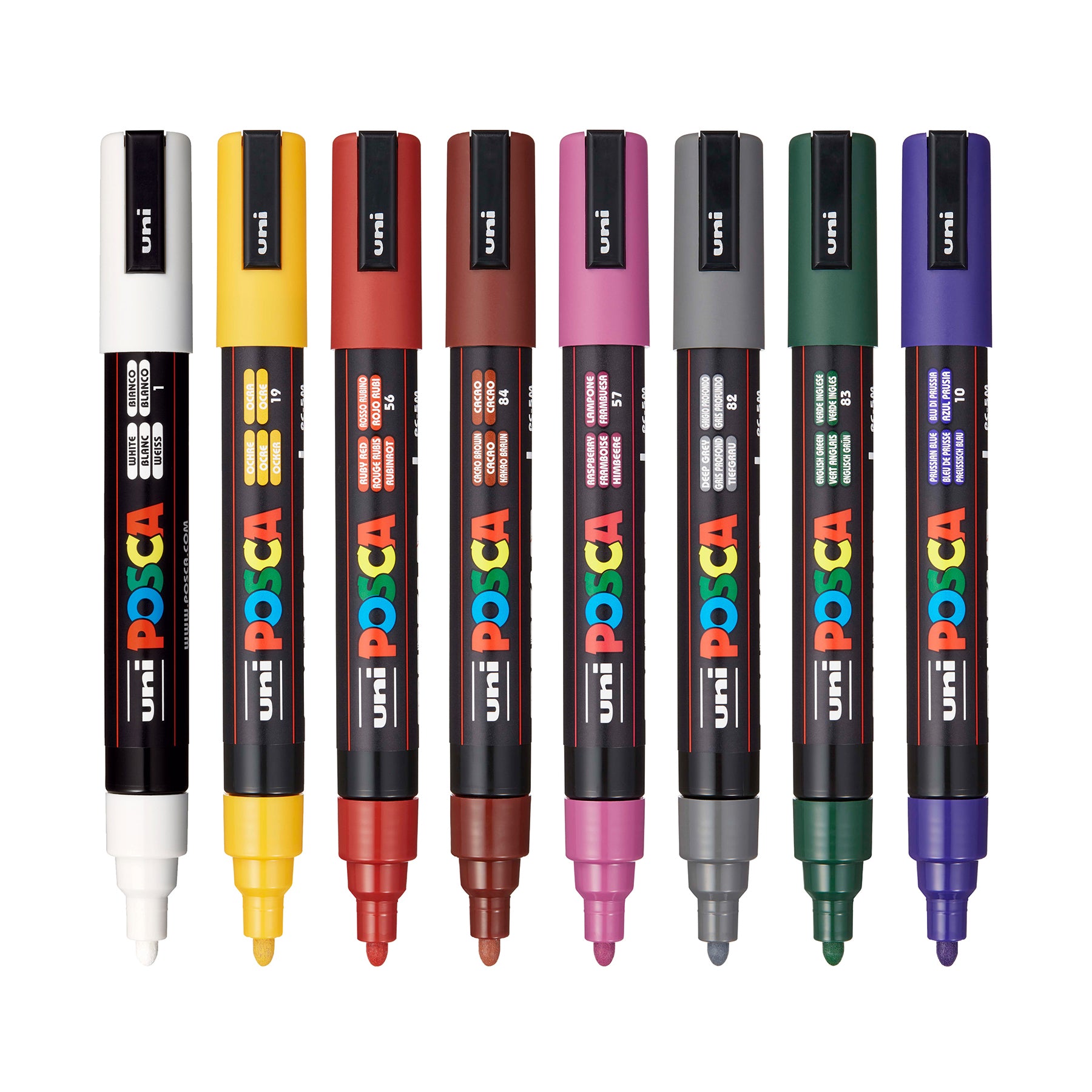 uni® POSCA PC-5M Water-Based Paint Markers, Reversible Medium Tip (1.8-2.5mm), Dark Colors, 8 Pack