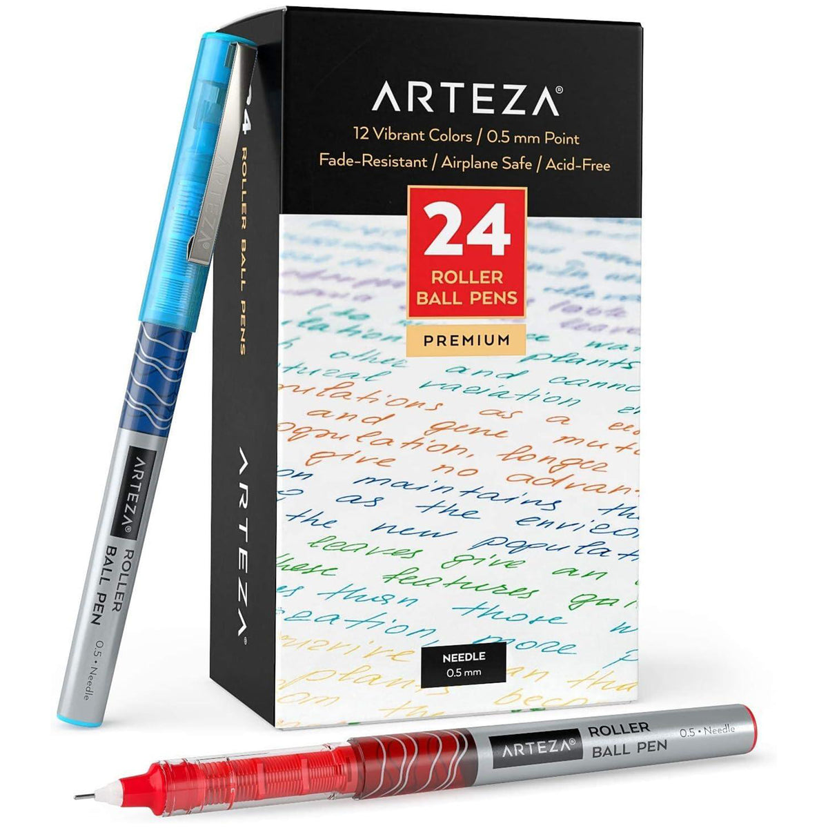24 ROLLER BALL PENS .5MM MULTICOLOR