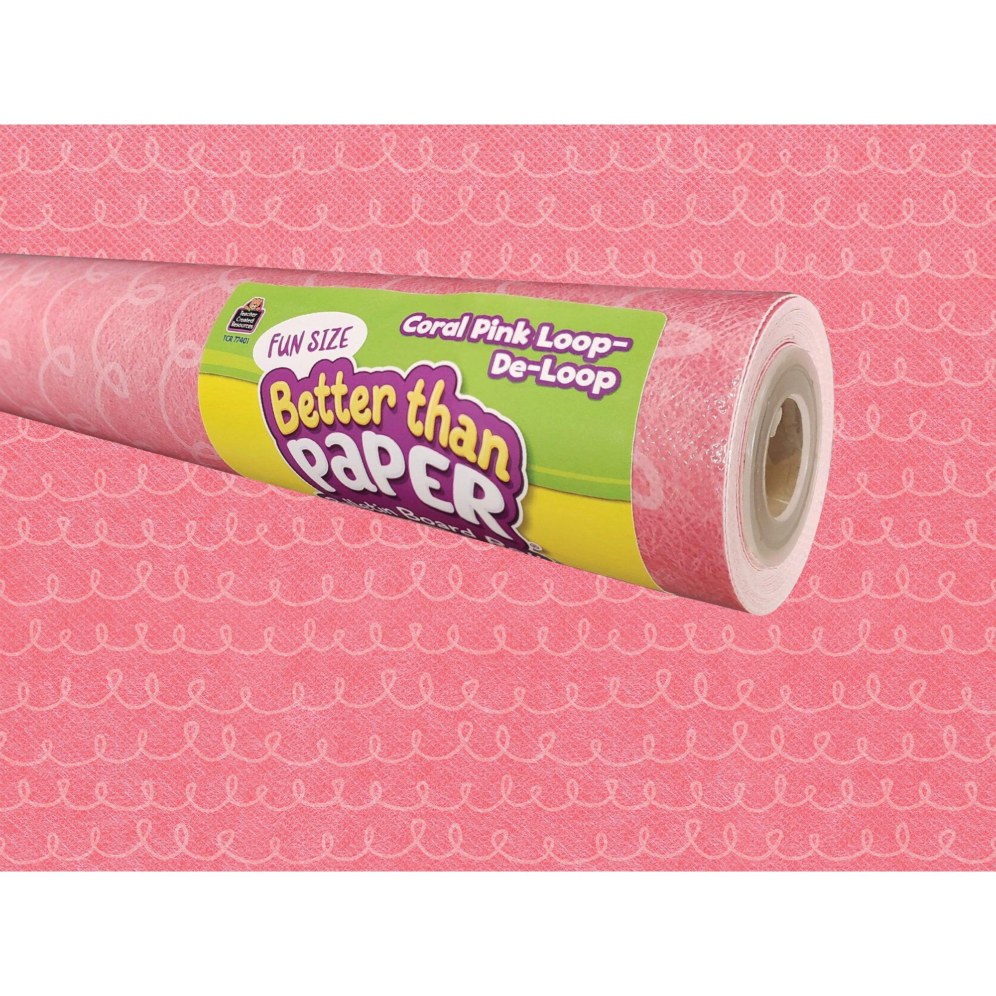 Fun Size Better Than Paper® Bulletin Board Roll, 18" x 12', Coral Pink Loop-De-Loop