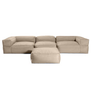 Baya 4 Piece Outdoor Sofa with Ottoman - Luxurious European Style Soft Seating, Ash