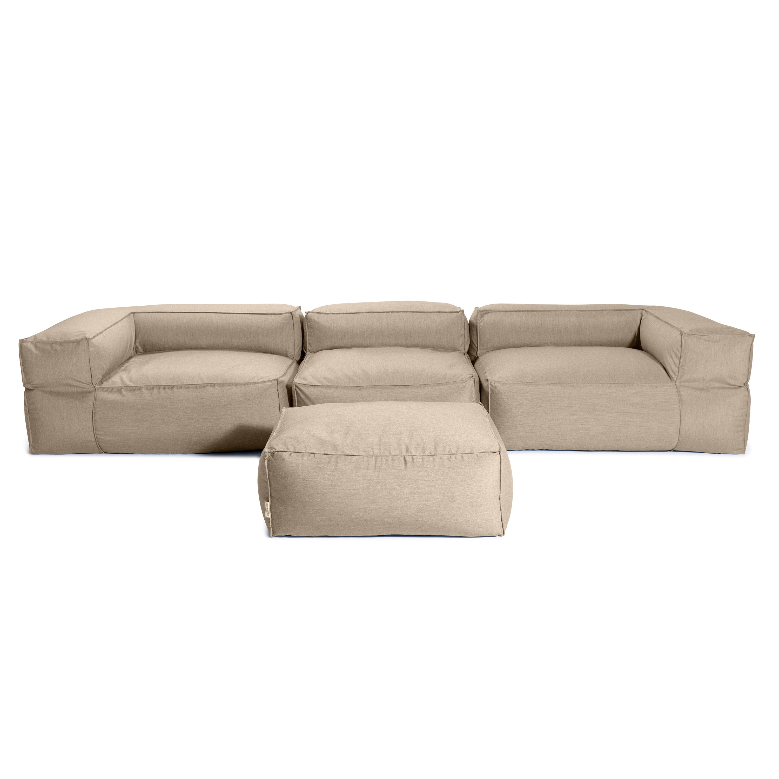 Baya 4 Piece Outdoor Sofa with Ottoman - Luxurious European Style Soft Seating, Ash