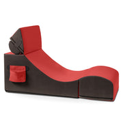 Jaxx Flexx V-Tex Convertible 3 in 1 Gamer Chair, Table, & Ottoman w/ Adjustable Headrest & Pocket - Vinyl Red